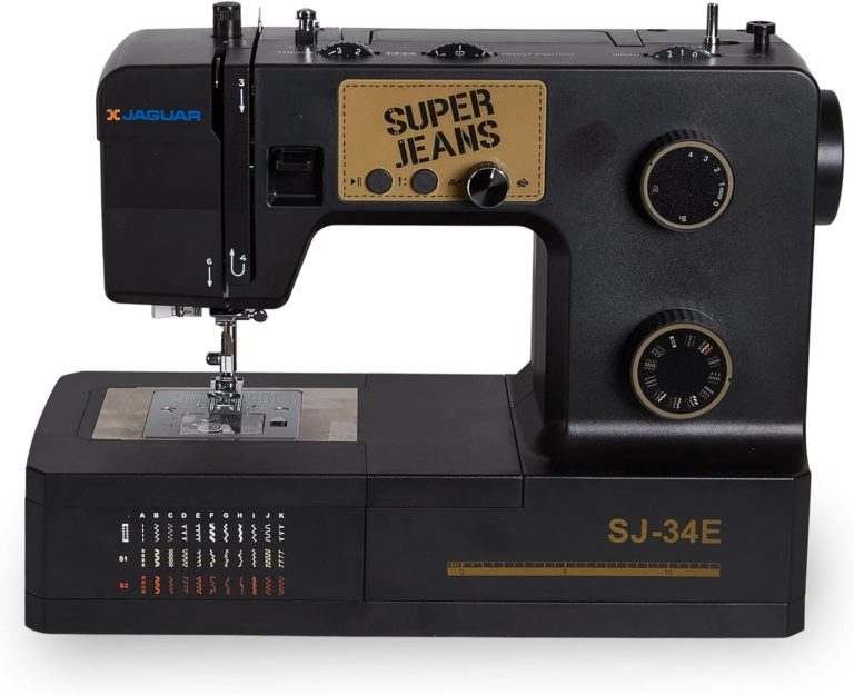 Jaguar SJ-34E Machine à Coudre Robuste Super Jeans, 34 points, moteur servo