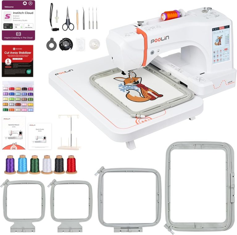 PooLin EOC06 Machine à Broder - Écran Tactile - Brodeuse Numérique - Lettres et Motifs